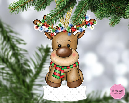 Festive Reindeer Hanging Decoration with Name Plaque