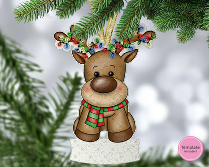 Festive Reindeer Hanging Decoration with Name Plaque