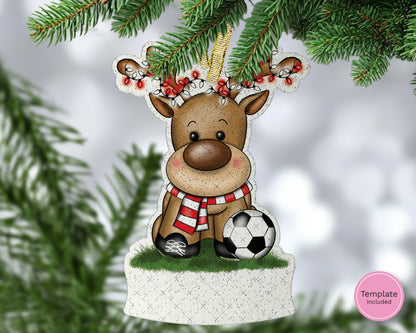 Football Reindeer Hanging Decoration with Name Plaque