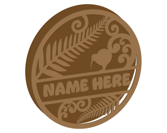 New Zealand Kiwi Themed Name Plaque