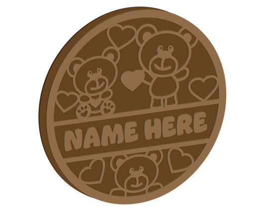 Teddy with Hearts Themed Name Plaque