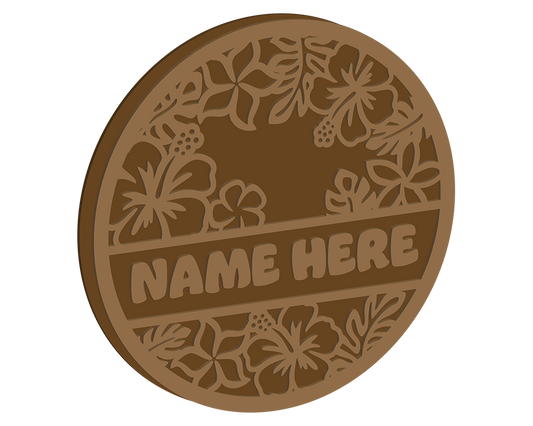 Tropical Flowers Themed Name Plaque