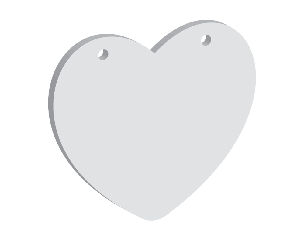 60mm Heart Two Horizontal Holes (10pcs)