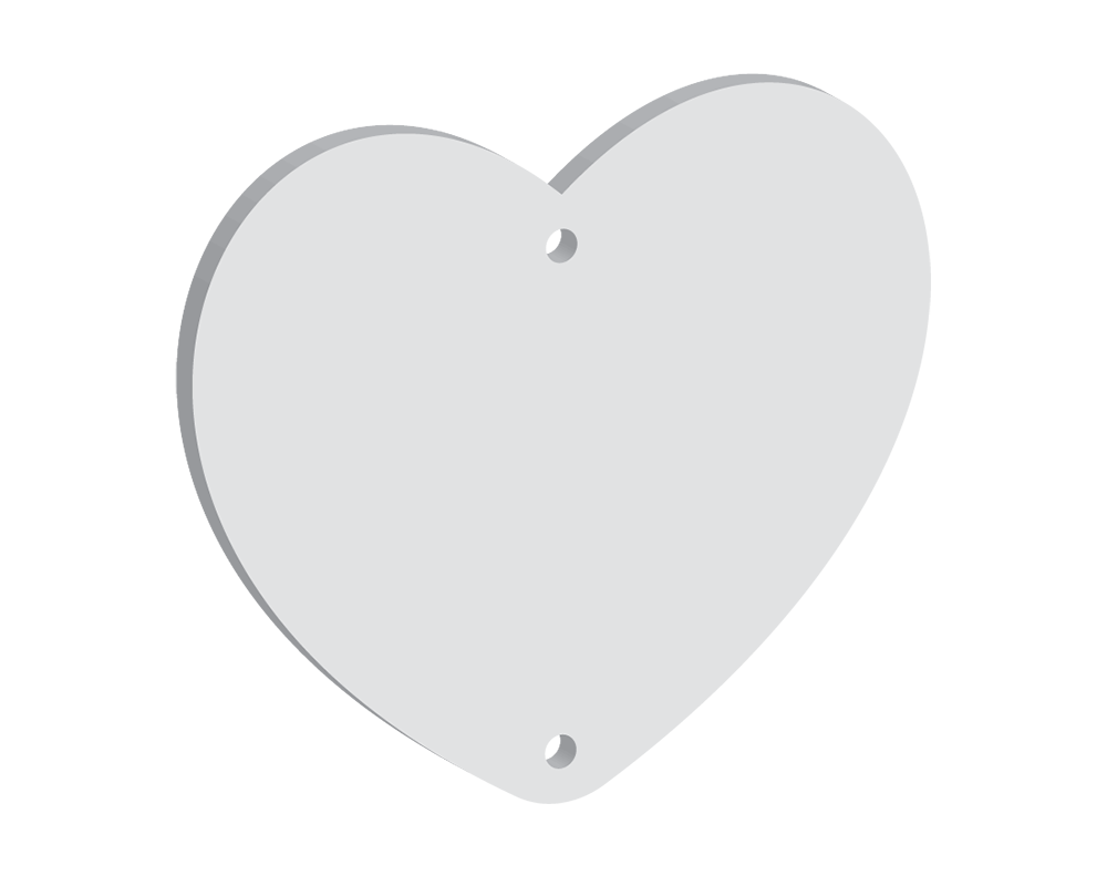 70mm Heart Two Vertical Holes (10pcs)