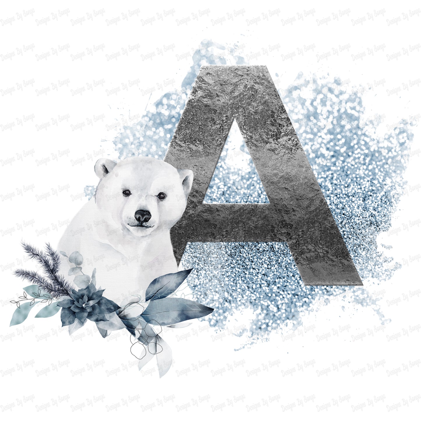 Polar Bear Cub Silver Alphabet