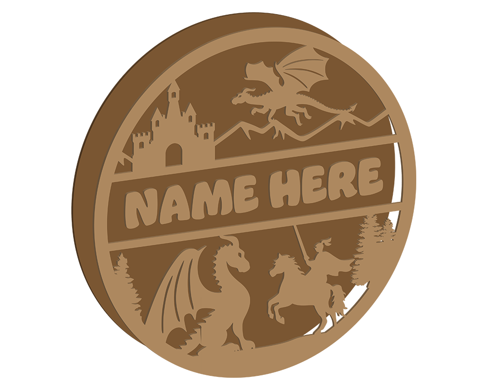 Dragon and Knight Themed Name Plaque