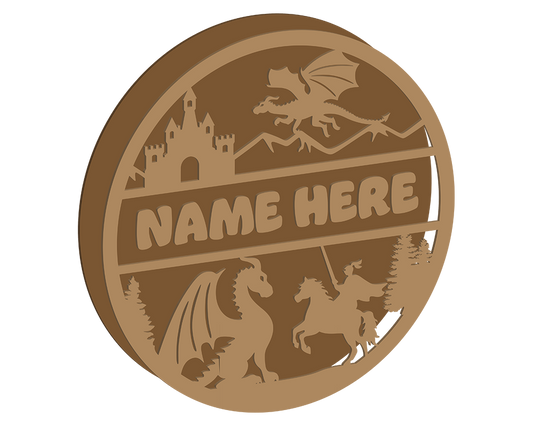 Dragon and Knight Themed Name Plaque
