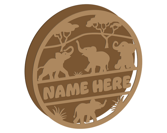 Baby Elephant Themed Name Plaque