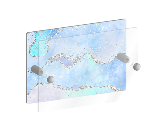 Aqua Teal Silver Marble Effect House Number Plaque