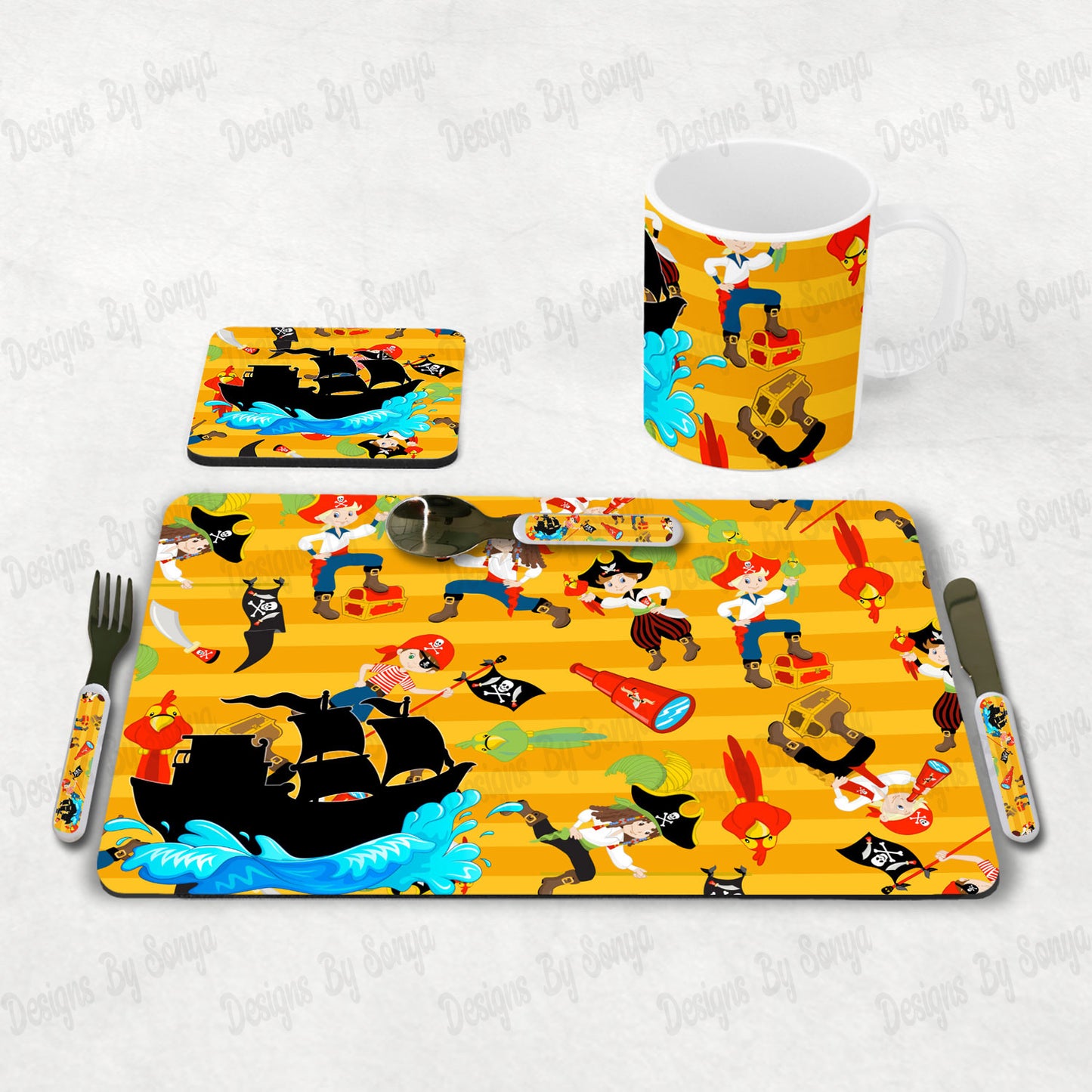 Yellow Pirate Themed Dinner Set